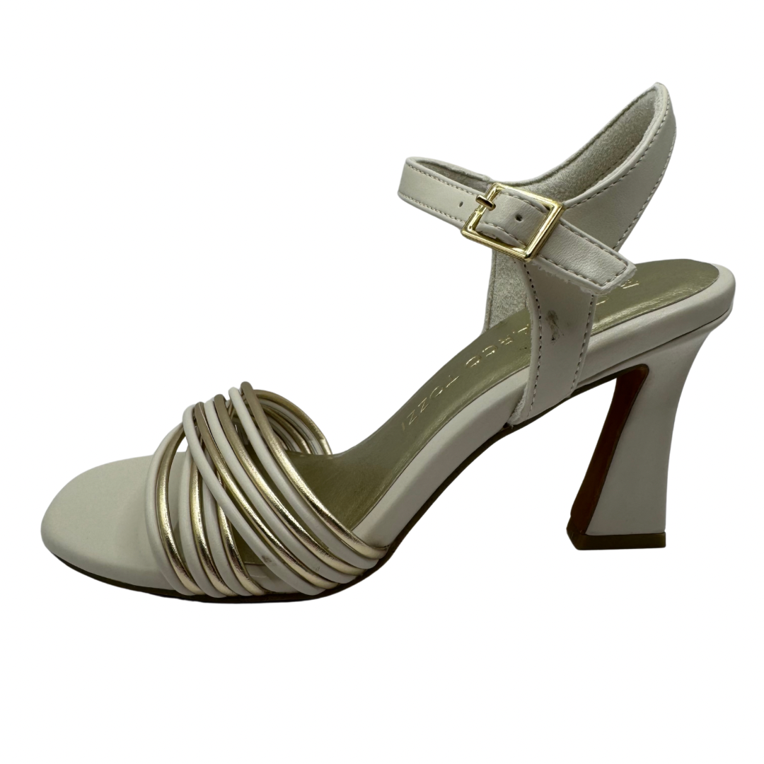 Marco Tozzi Cream &amp; Gold Heels with Buckle Detail