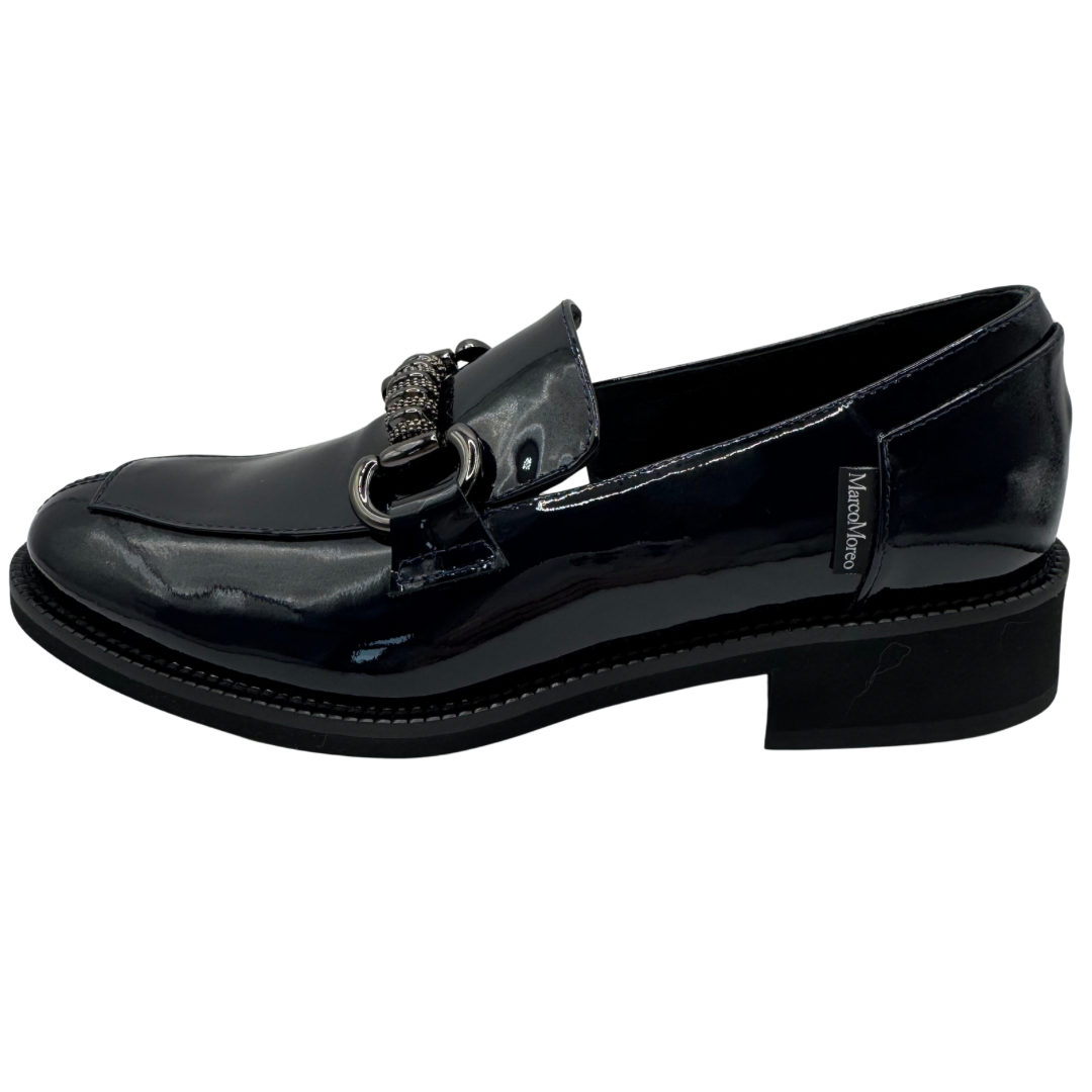 Marco Moreo Navy Patent Loafers