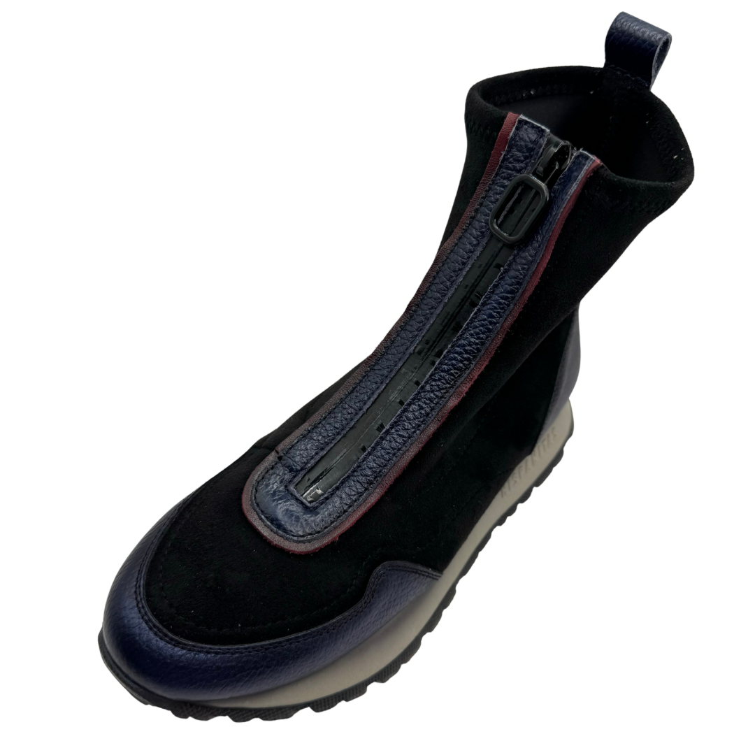 Hispanitas Navy &amp; Black Trainer Boots with Front Zip