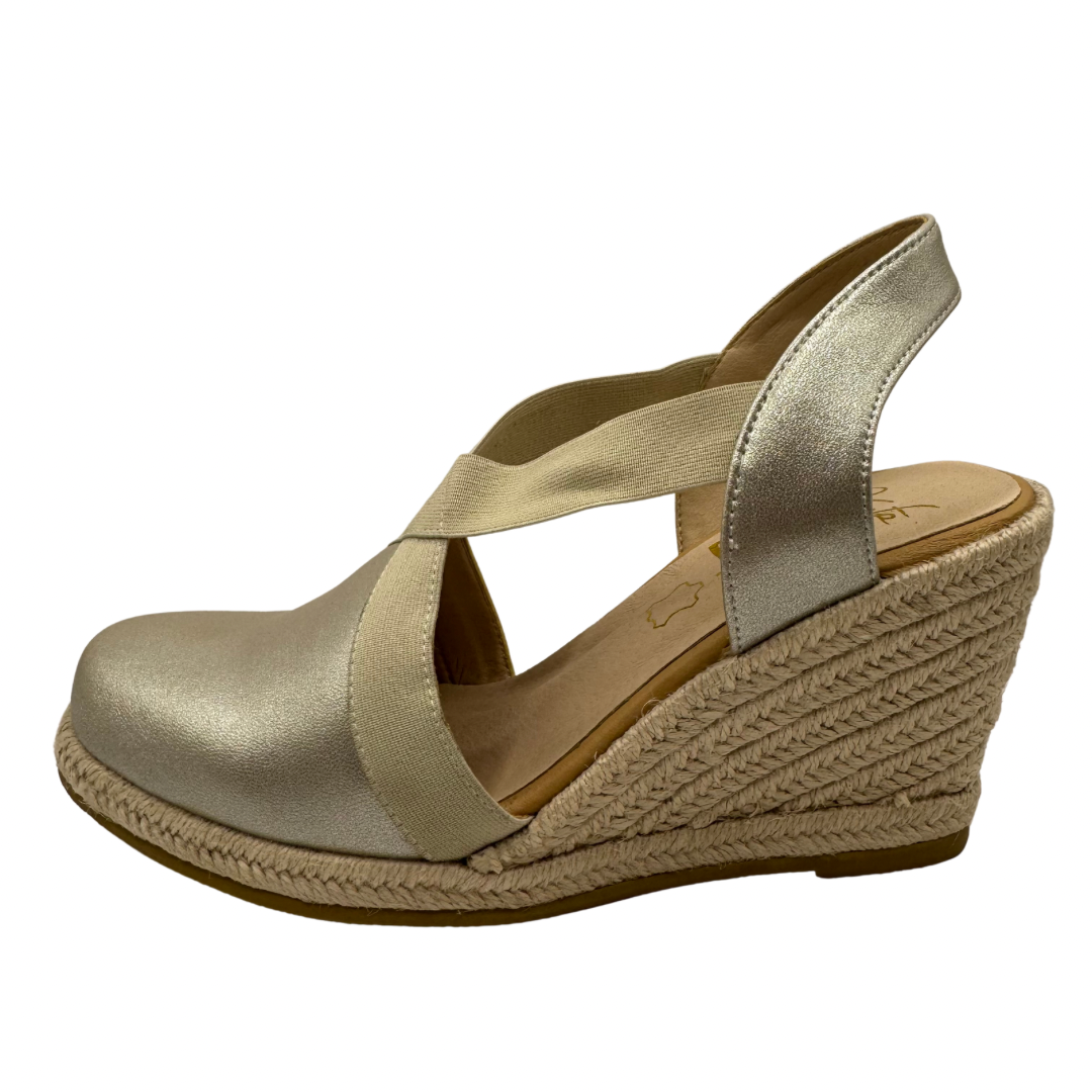 Kate Appleby Beige Shimmer Closed Toe Wedge Sandals