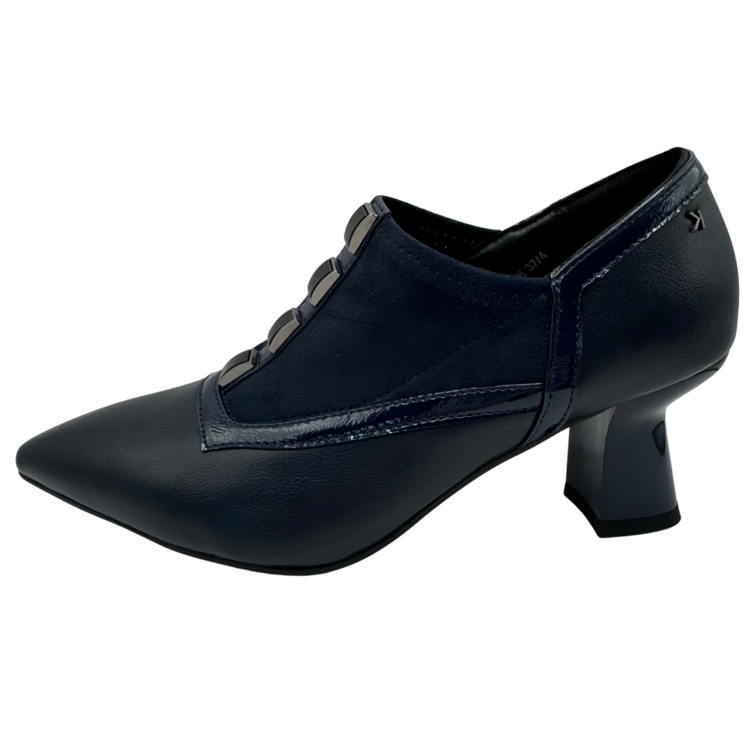 Kate Appleby Navy Pointed Heeled Shoes with Detail up the Front