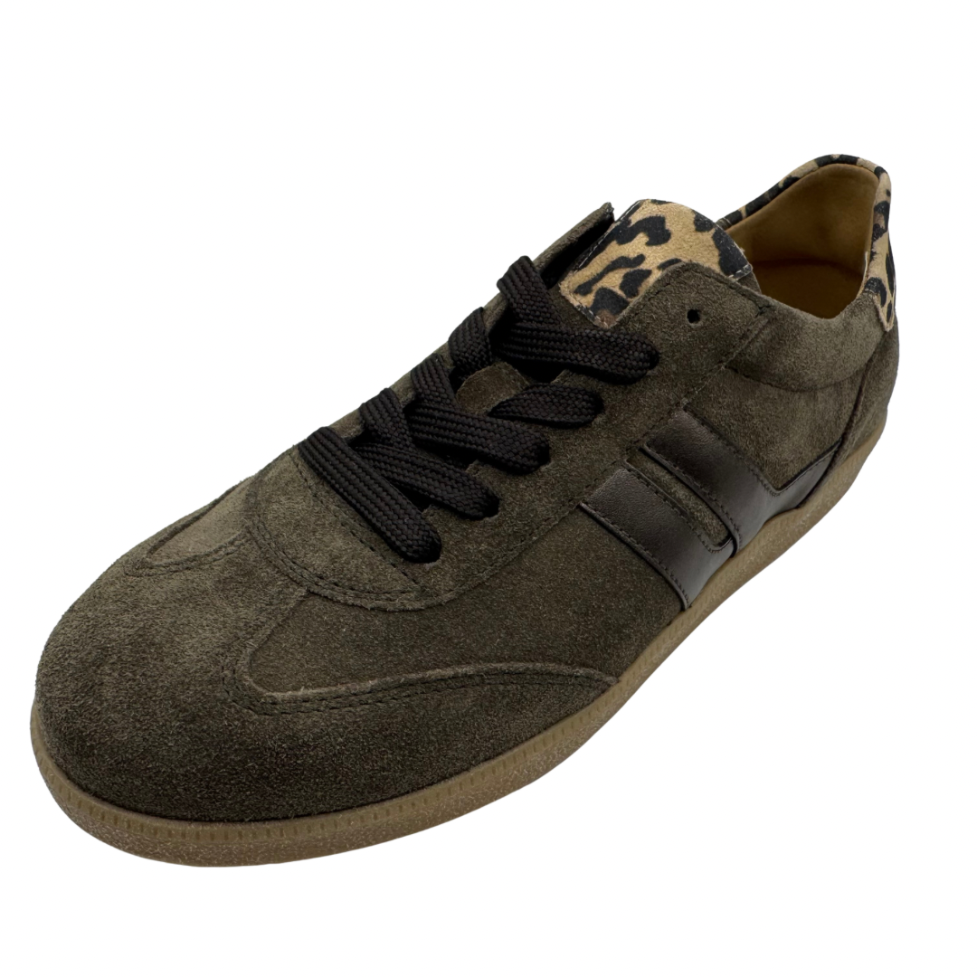 Gabor Brown Trainers with Leopard Print Detail