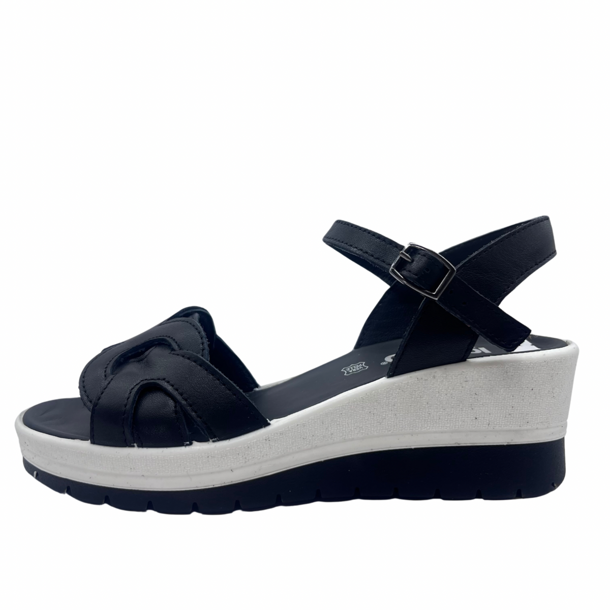 Igi &amp; Co Black and White Leather Wedge Sandal