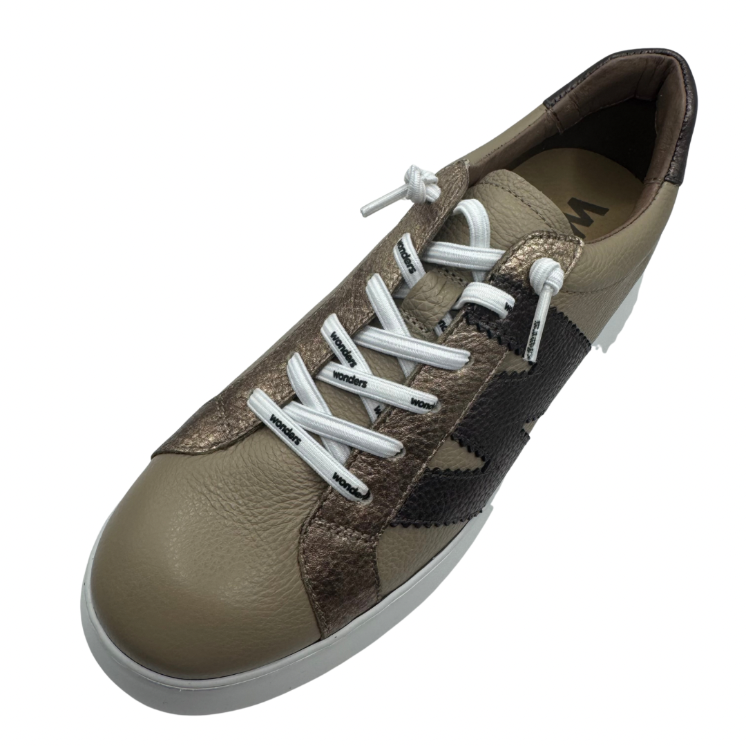 Wonders Taupe &amp; Bronze Platform Trainers