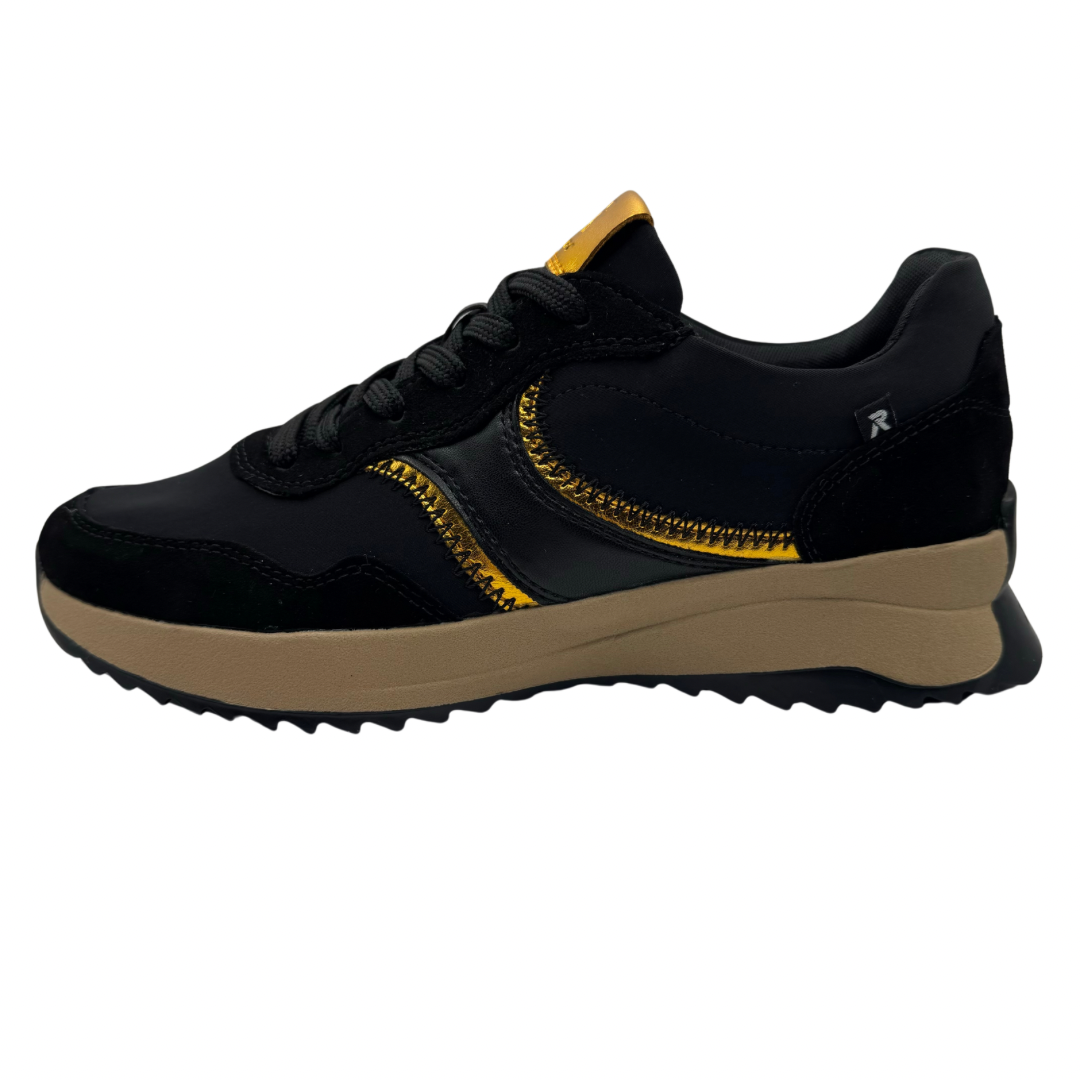 Rieker Black &amp; Gold Trainers