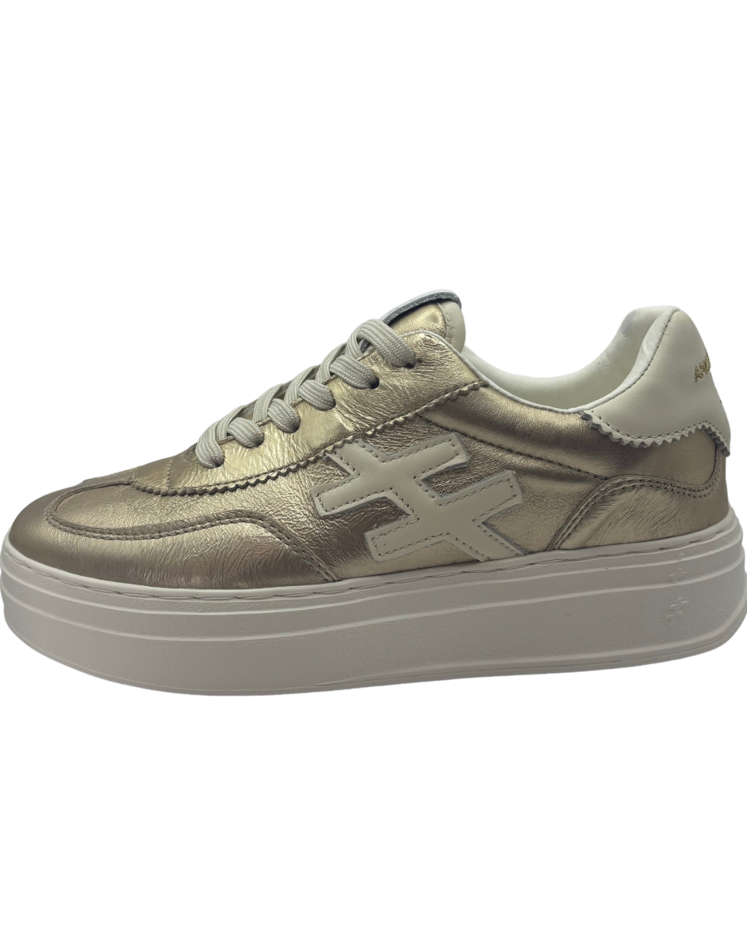 Another Trend Metallic Gold and White Platform Trainer