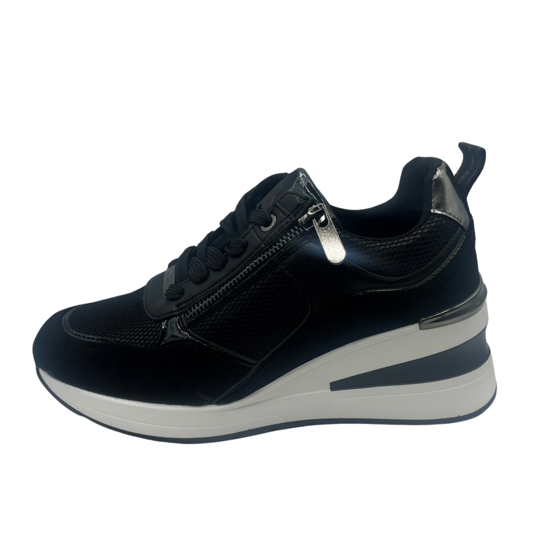 XTI Black Wedged Trainer