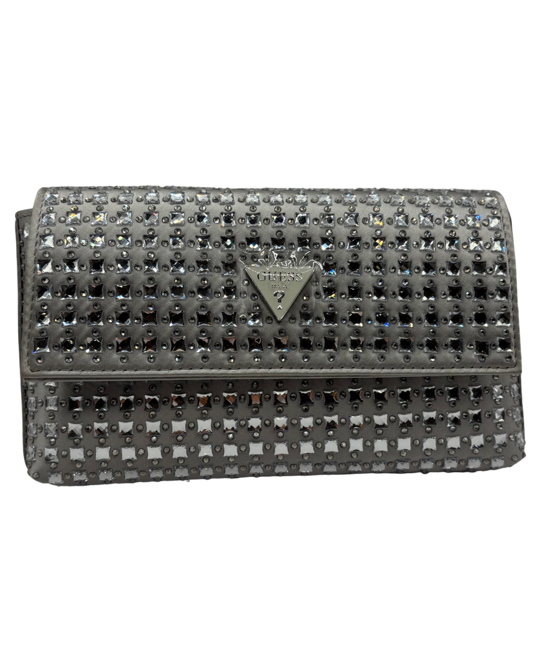 Guess Silver Diamanté Clutch Bag
