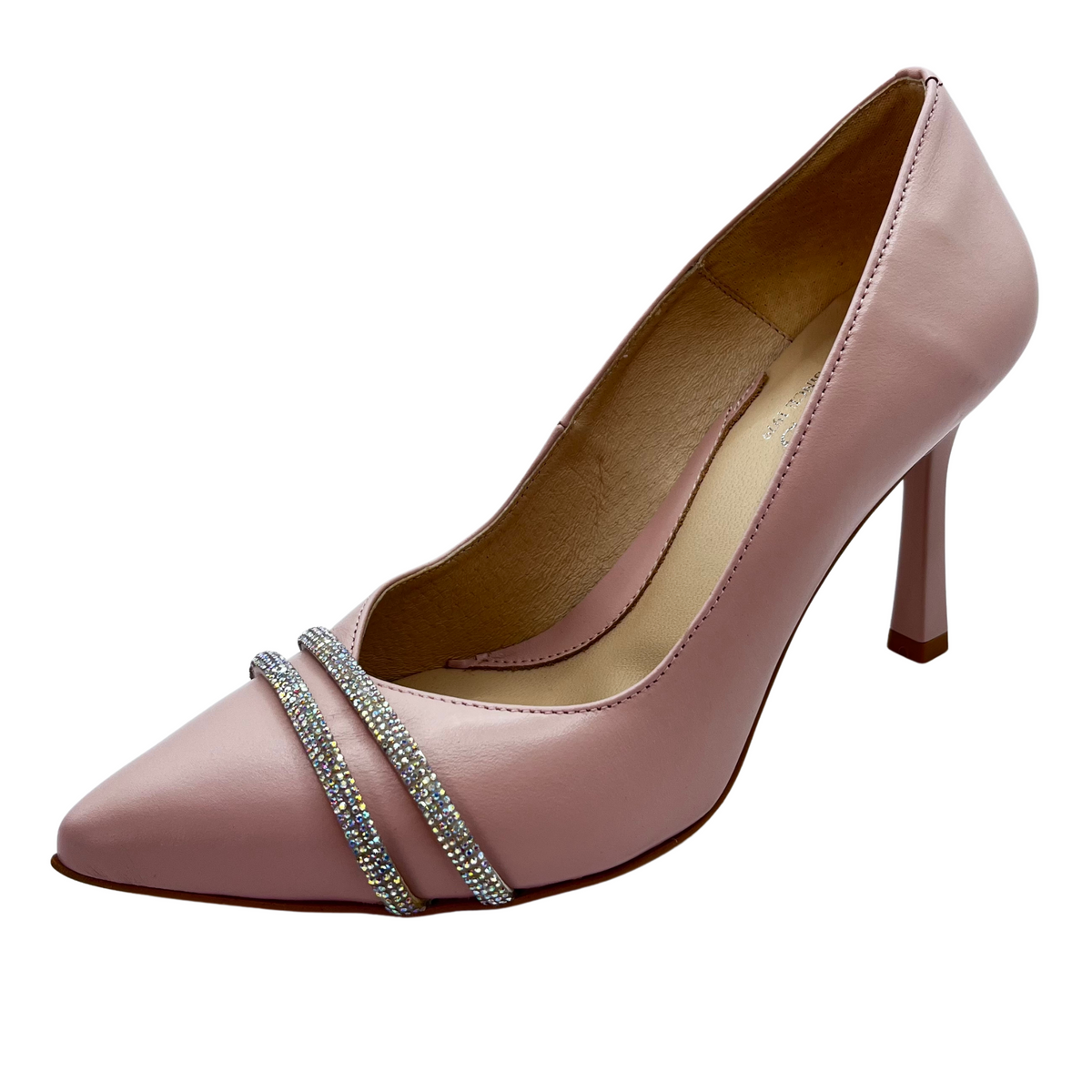Emis Pale Pink Heel With Diamante Detail