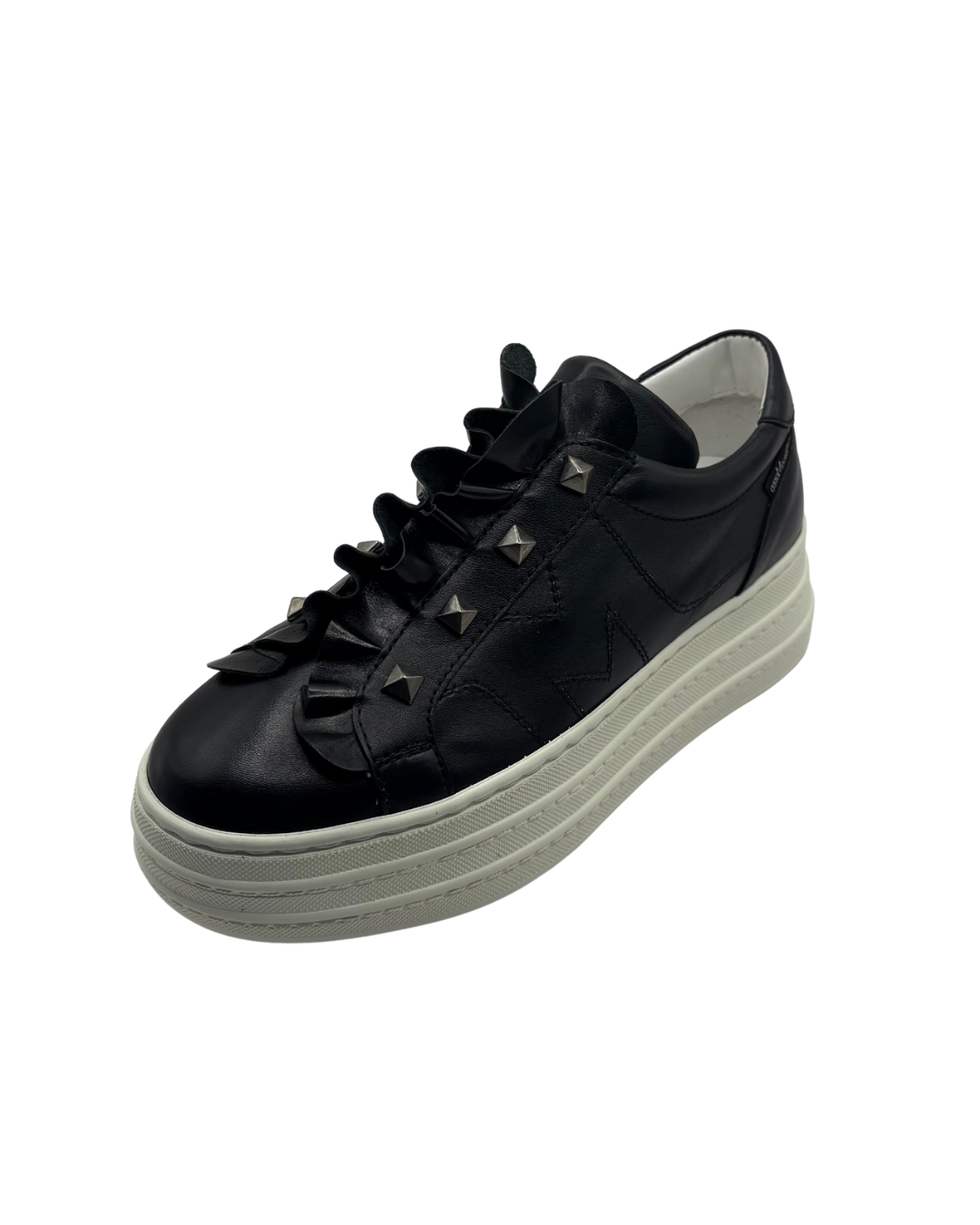 Marco Moreo Black Platform Trainer with stud details