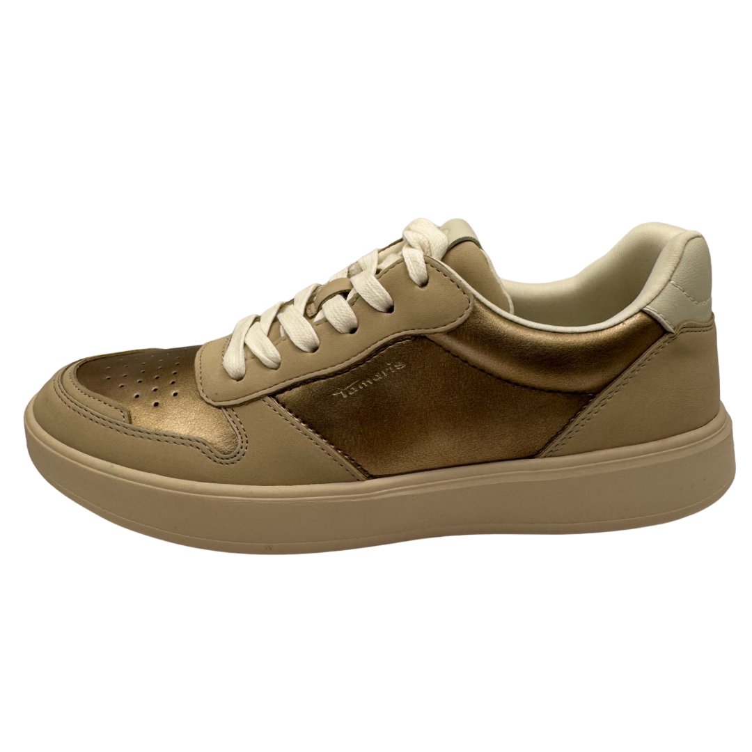 Tamaris Beige &amp; Gold Trainers