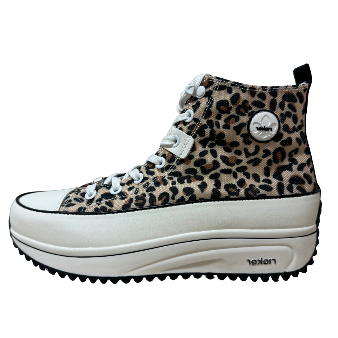 Rieker Leopard Print Hi-Top Trainers