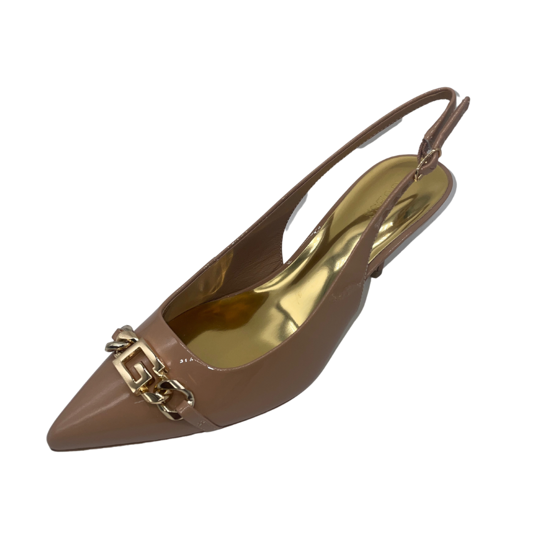 Guess Nude Patent Slingback with Chain