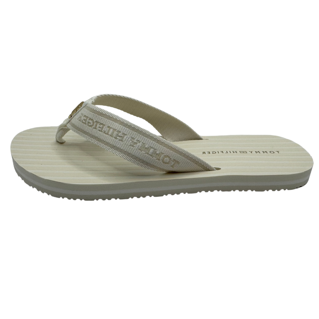 Tommy Hilfiger Ivory Stripe Flip Flops