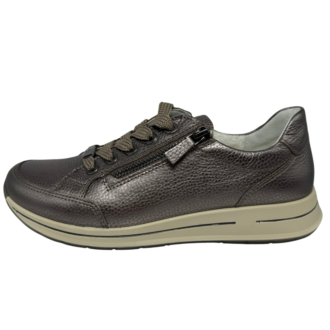 Ara Pewter Trainers with Side Zip