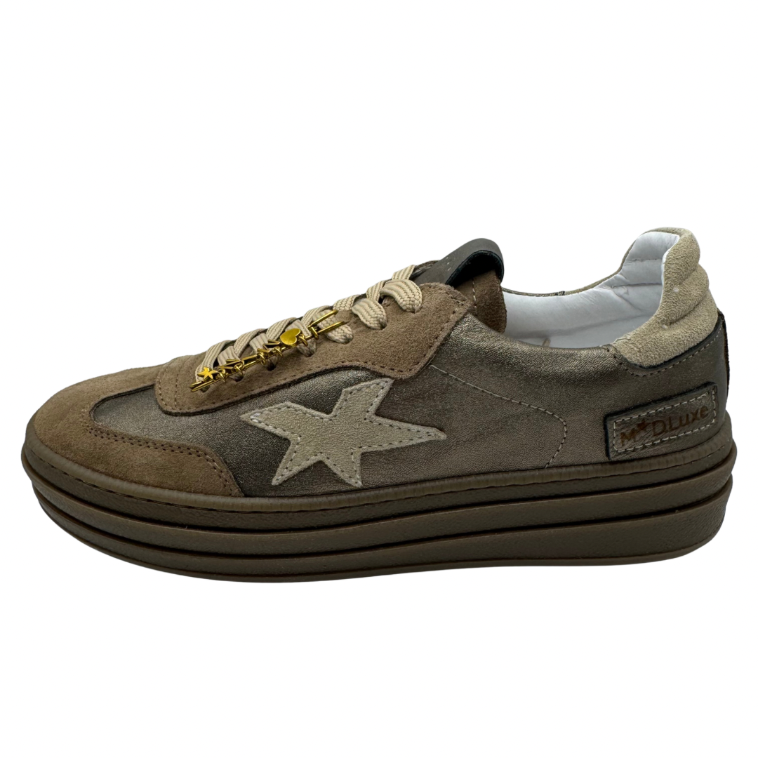 Meline Bronze Platform Trainers with Pin Detail
