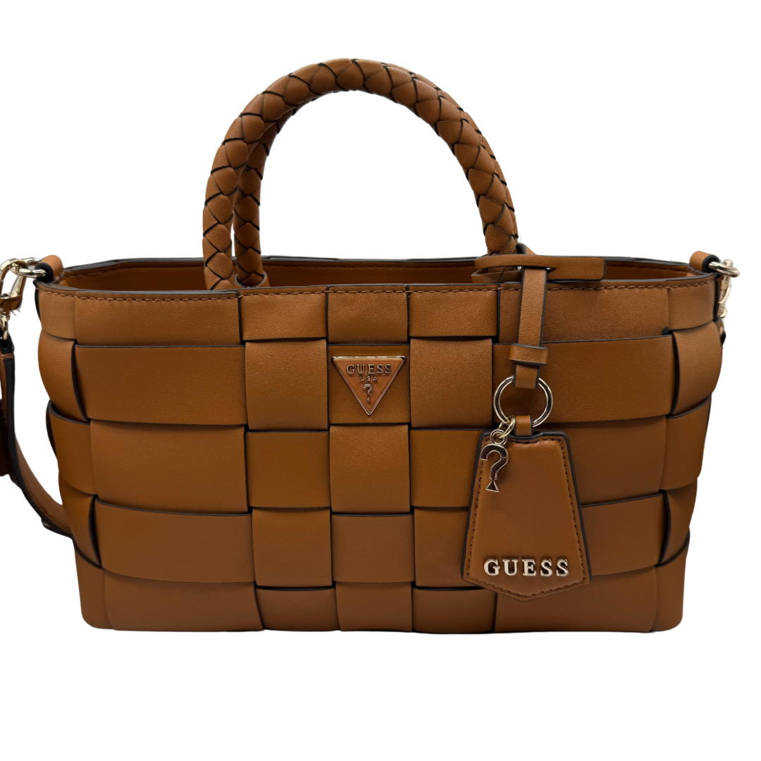 Guess Cognac Large Woven Small Handbag
