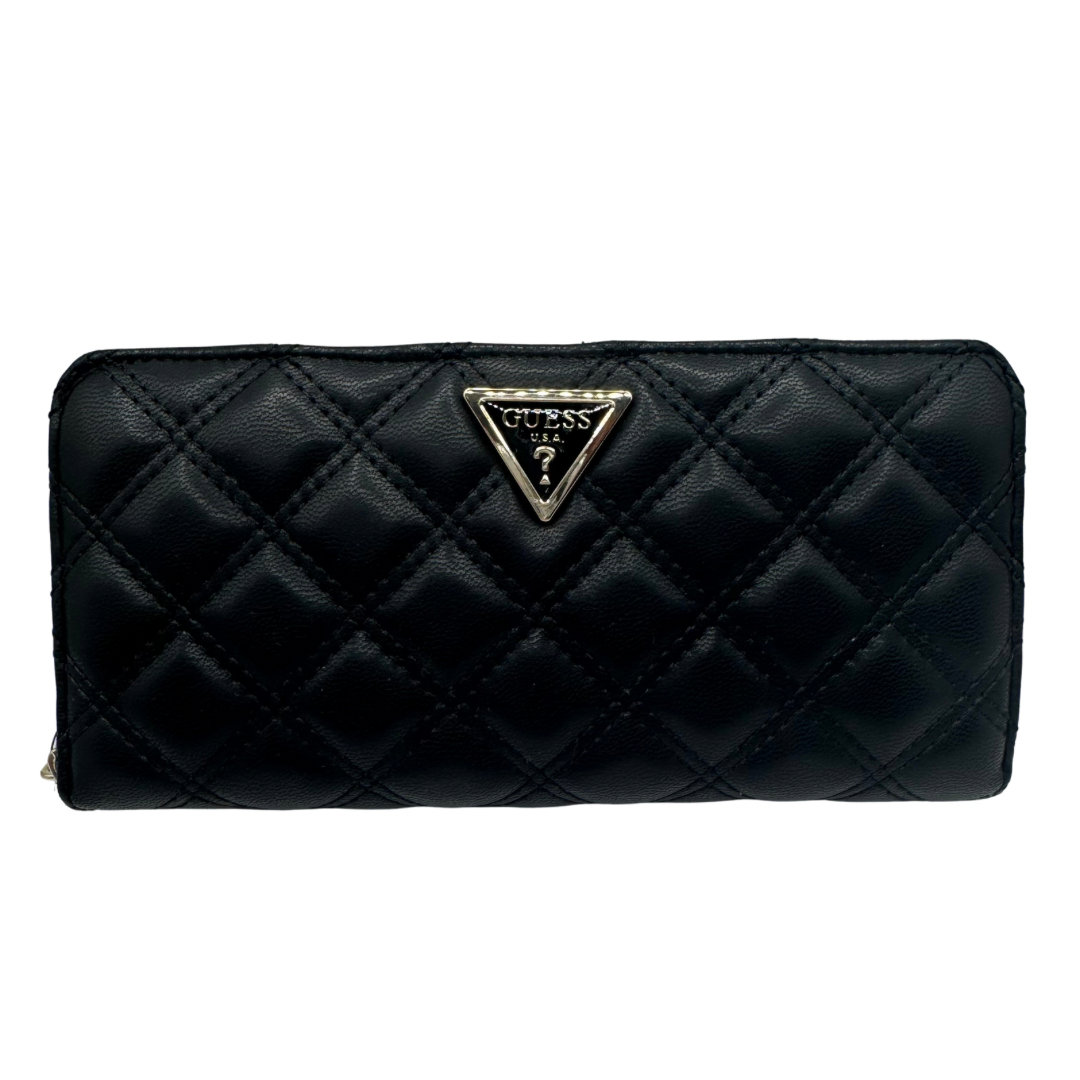 Guess Black Double Diamond Quilted Large Purse