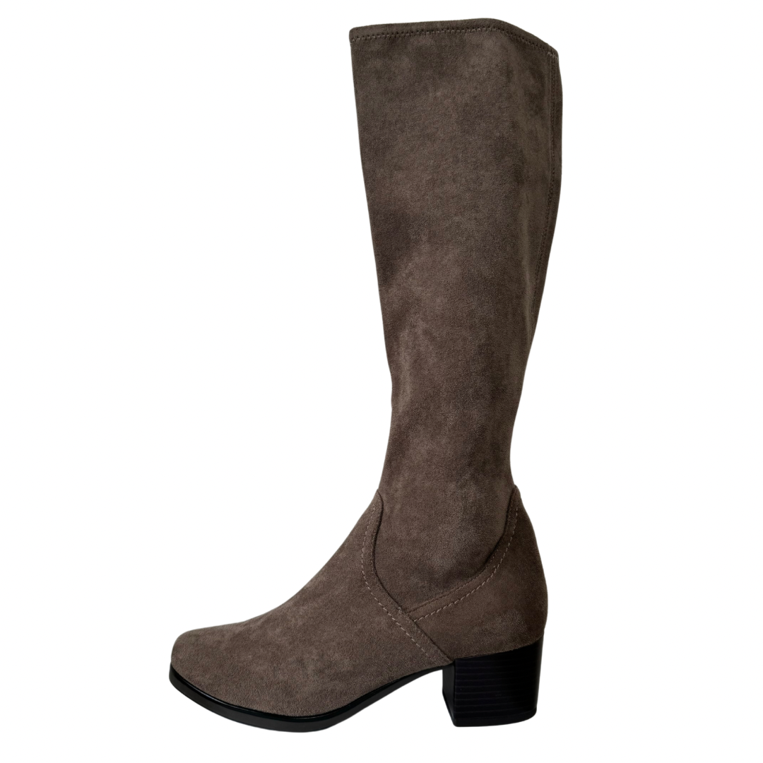 Caprice Brown Suede Stretch Long Boots