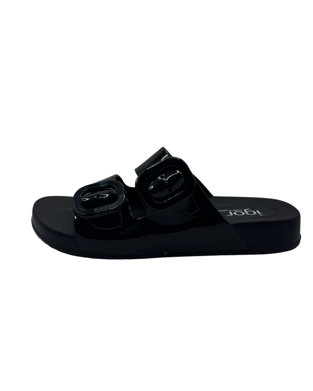 Igor Black Slip on Sandals with Buckle
