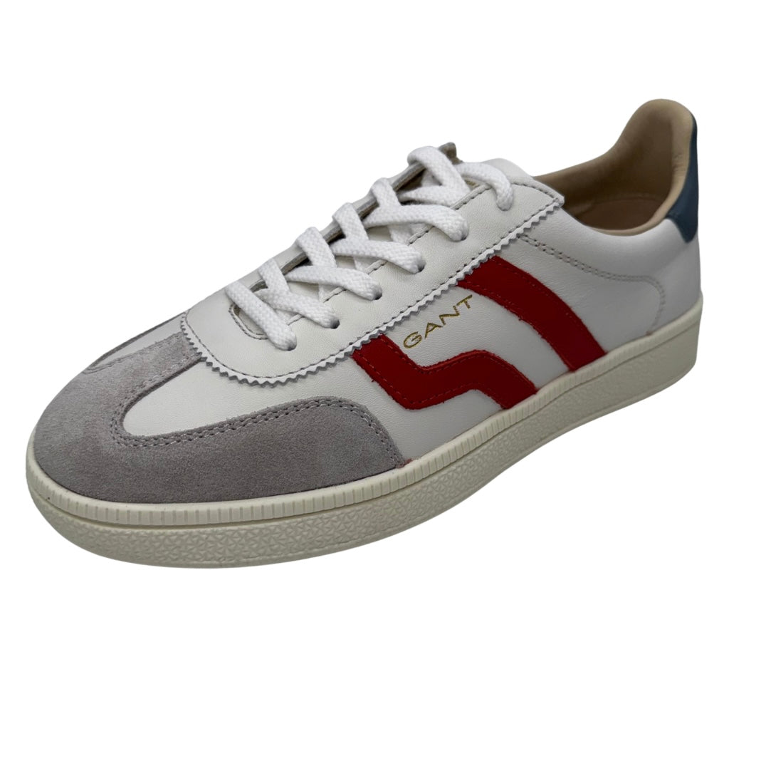 Gant White Leather Trainers with Grey and Red Detail
