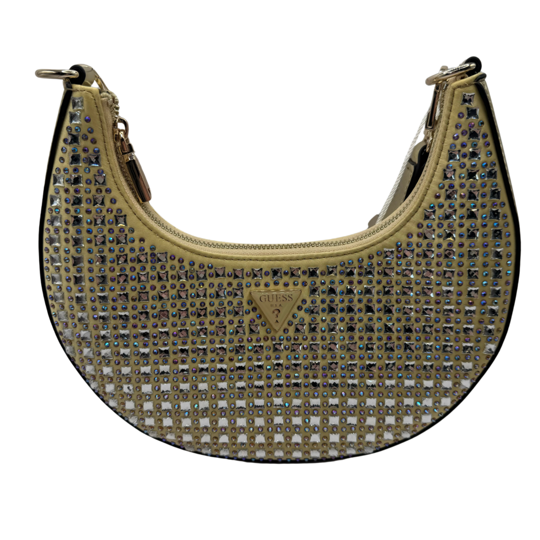 Guess Gold Metallic Diamanté Round Shoulder Bag