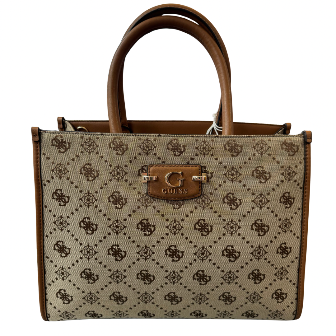 Guess Light Brown Small Logo Print Handbag