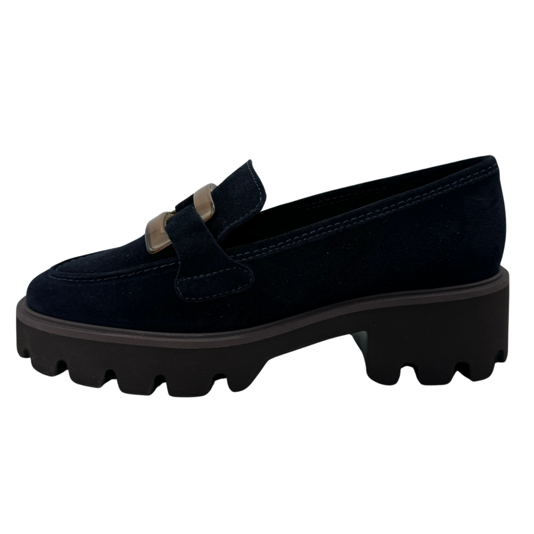 Ara Navy Suede Wedged Loafers