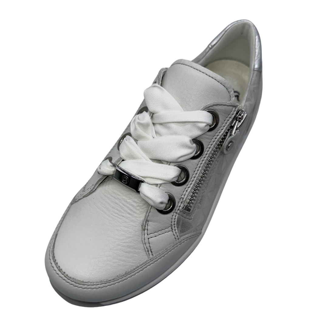 Ara White Trainers with Suede Shimmer Design