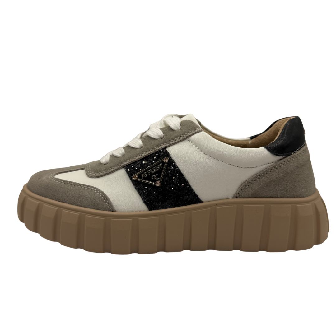 Kate Appleby White, Beige &amp; Black Platform Trainers