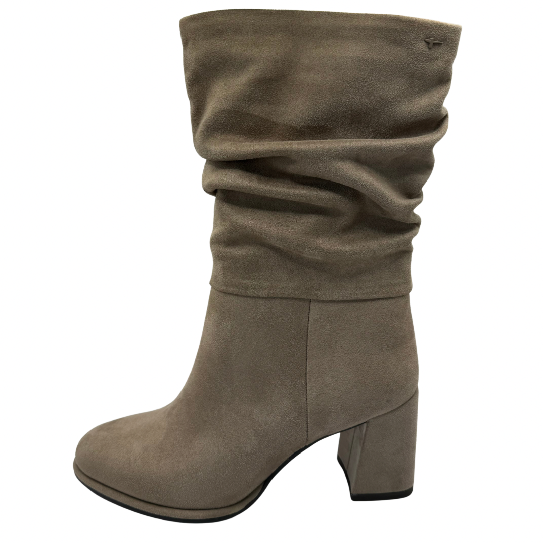 Tamaris Taupe Suede Heeled Boots