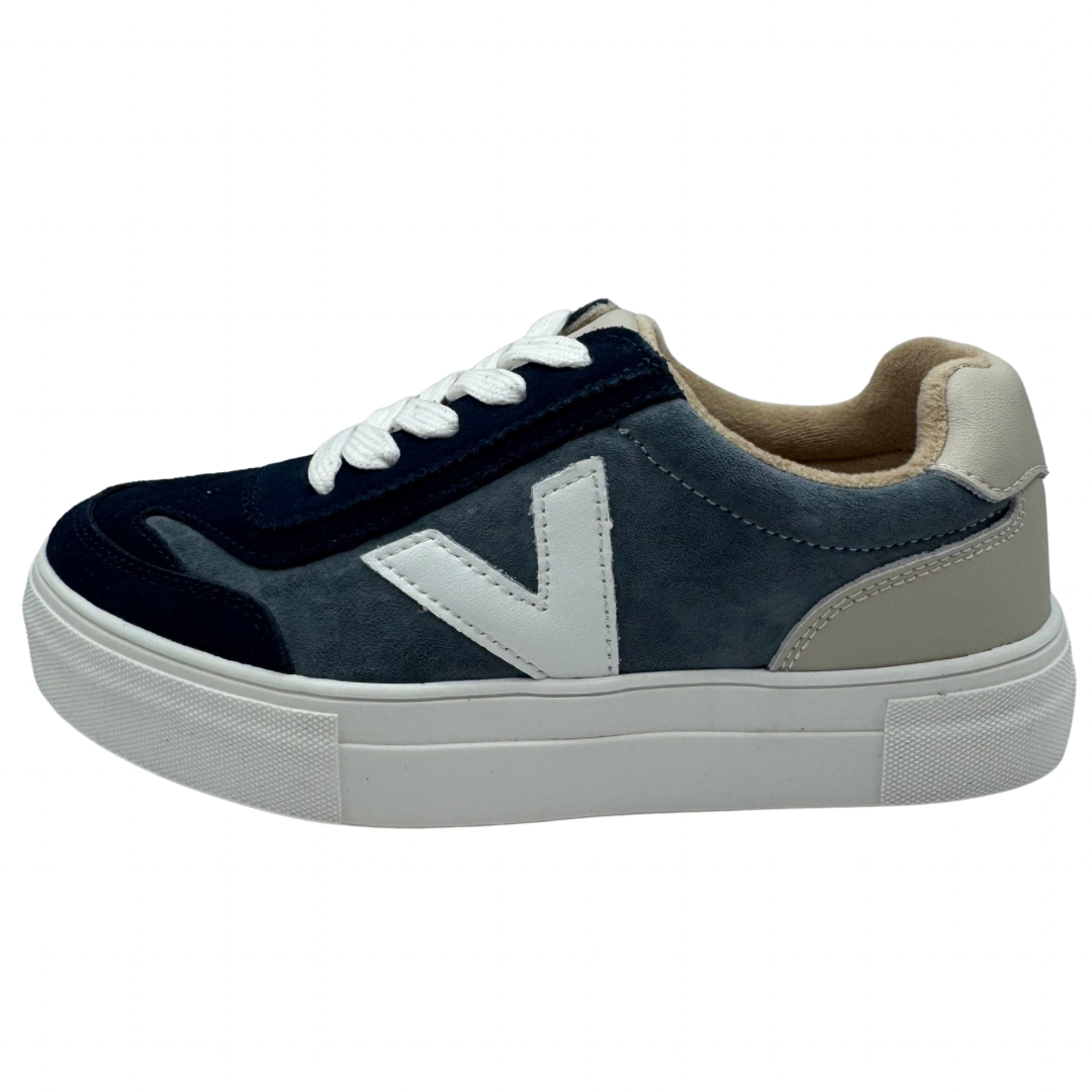 Drilleys Two Toned Navy Platform Trainers