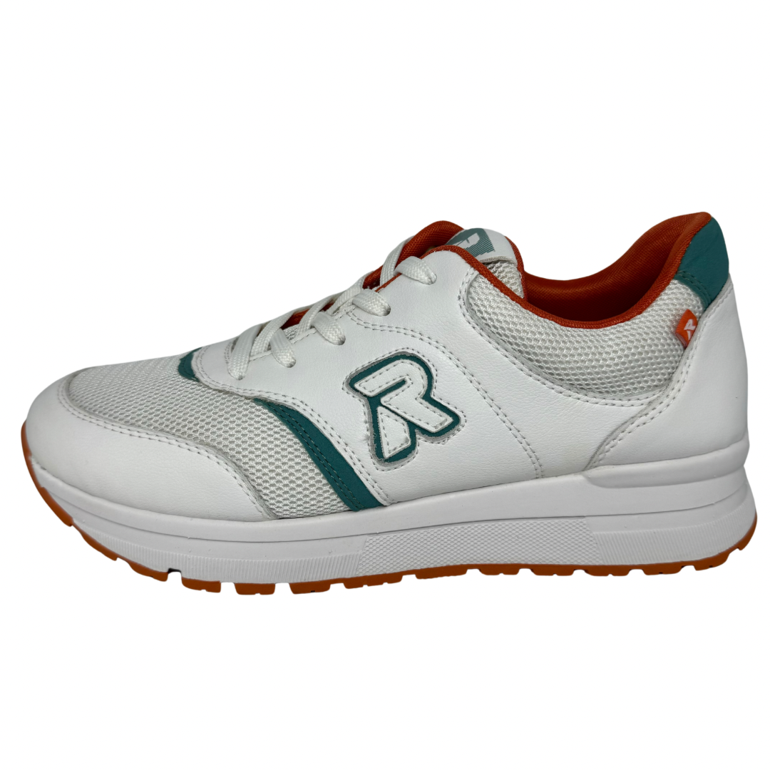 Rieker White Trainers with Turquoise Detail