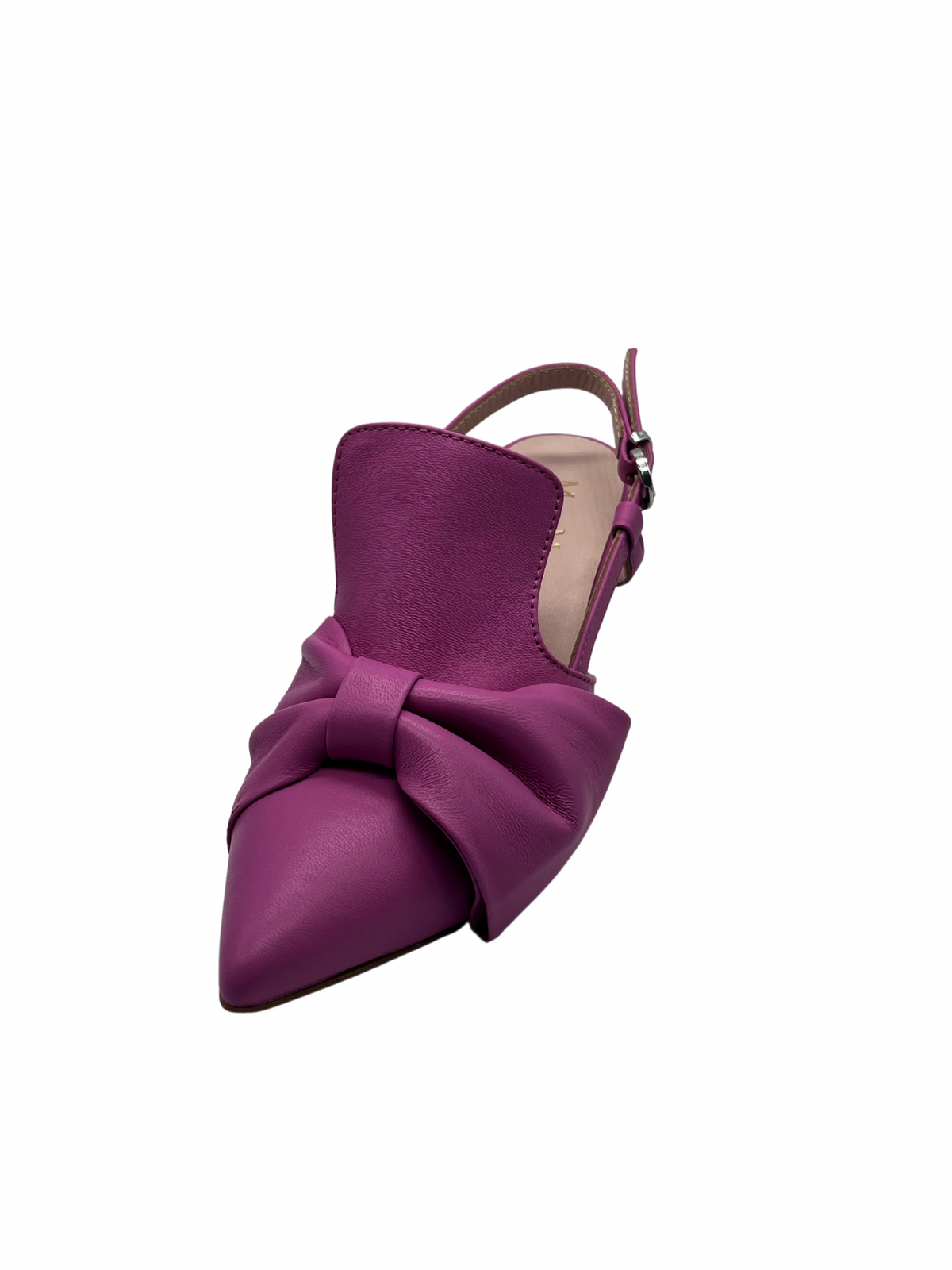 Marco Moreo Leather Pink Low Heel With Bow Detail