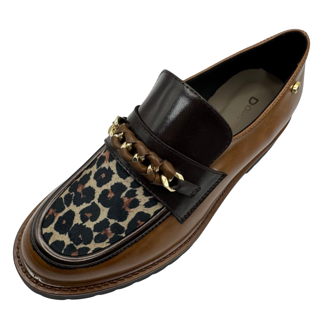 Donna Serena Brown &amp; Leopard Print Loafers