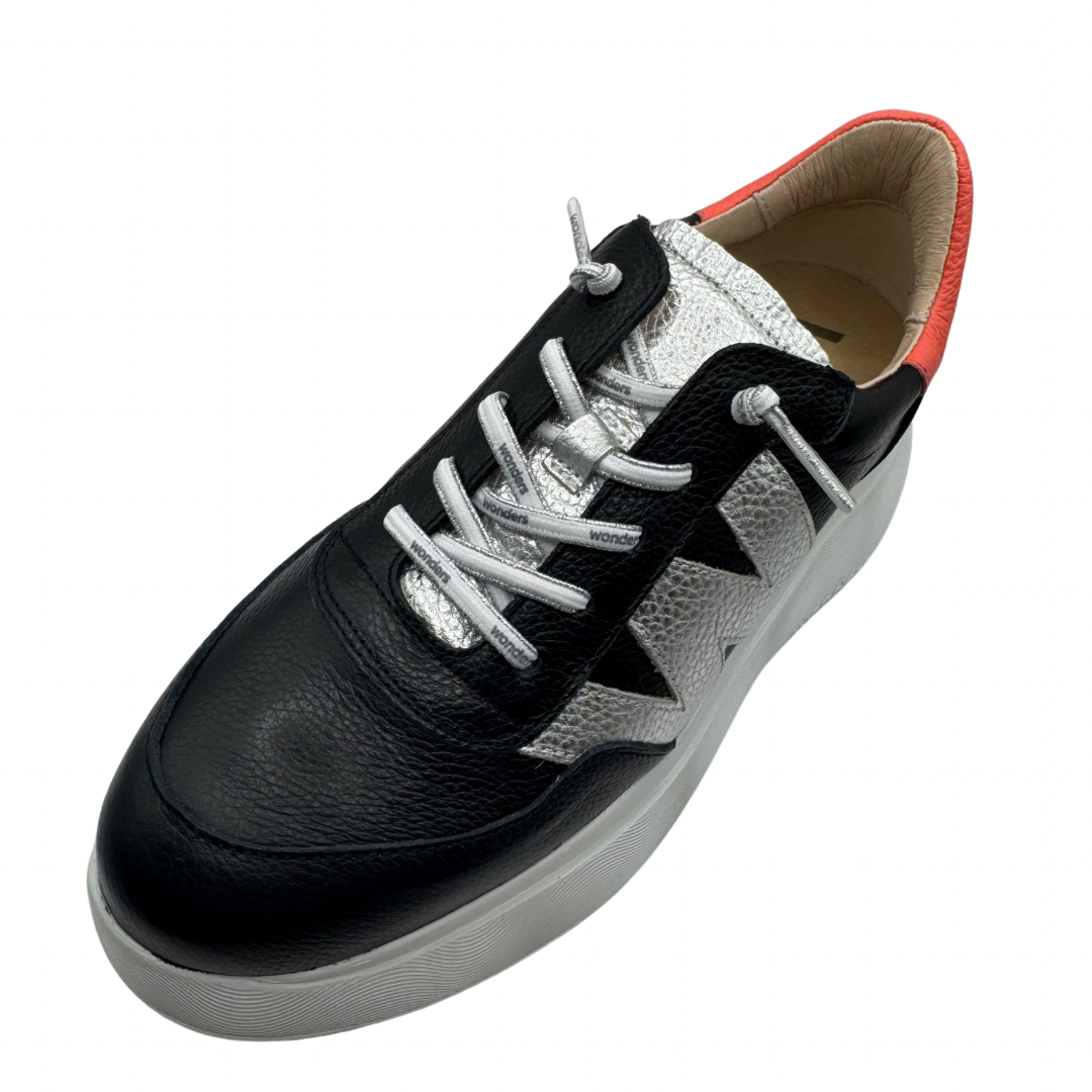 Wonders Black &amp; Coral Trainers