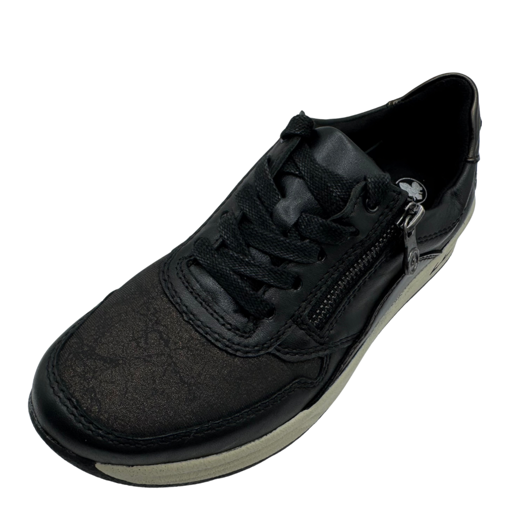 Rieker Black Trainers with Side Zip