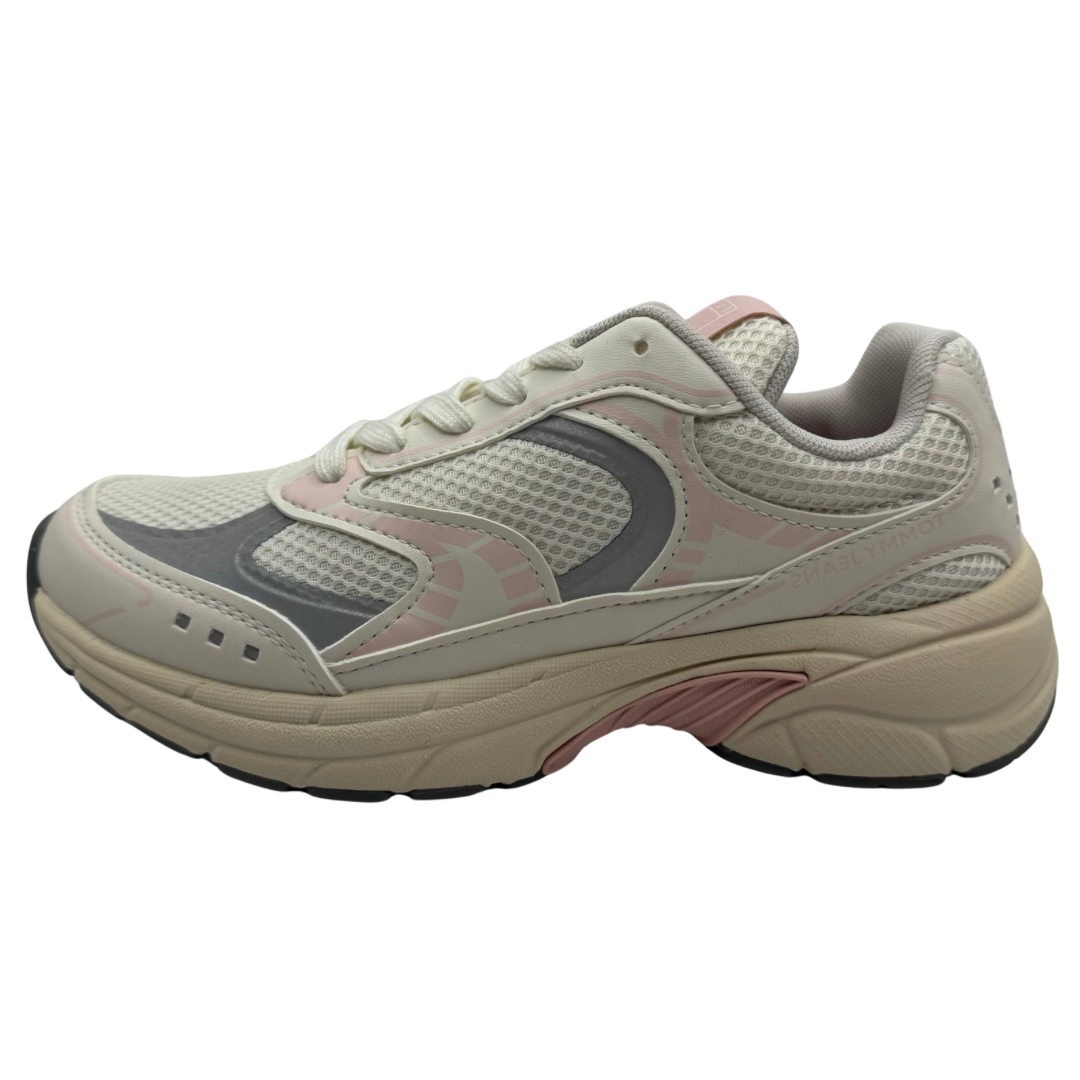 Tommy Jeans Cream, Pink &amp; Grey Trainers
