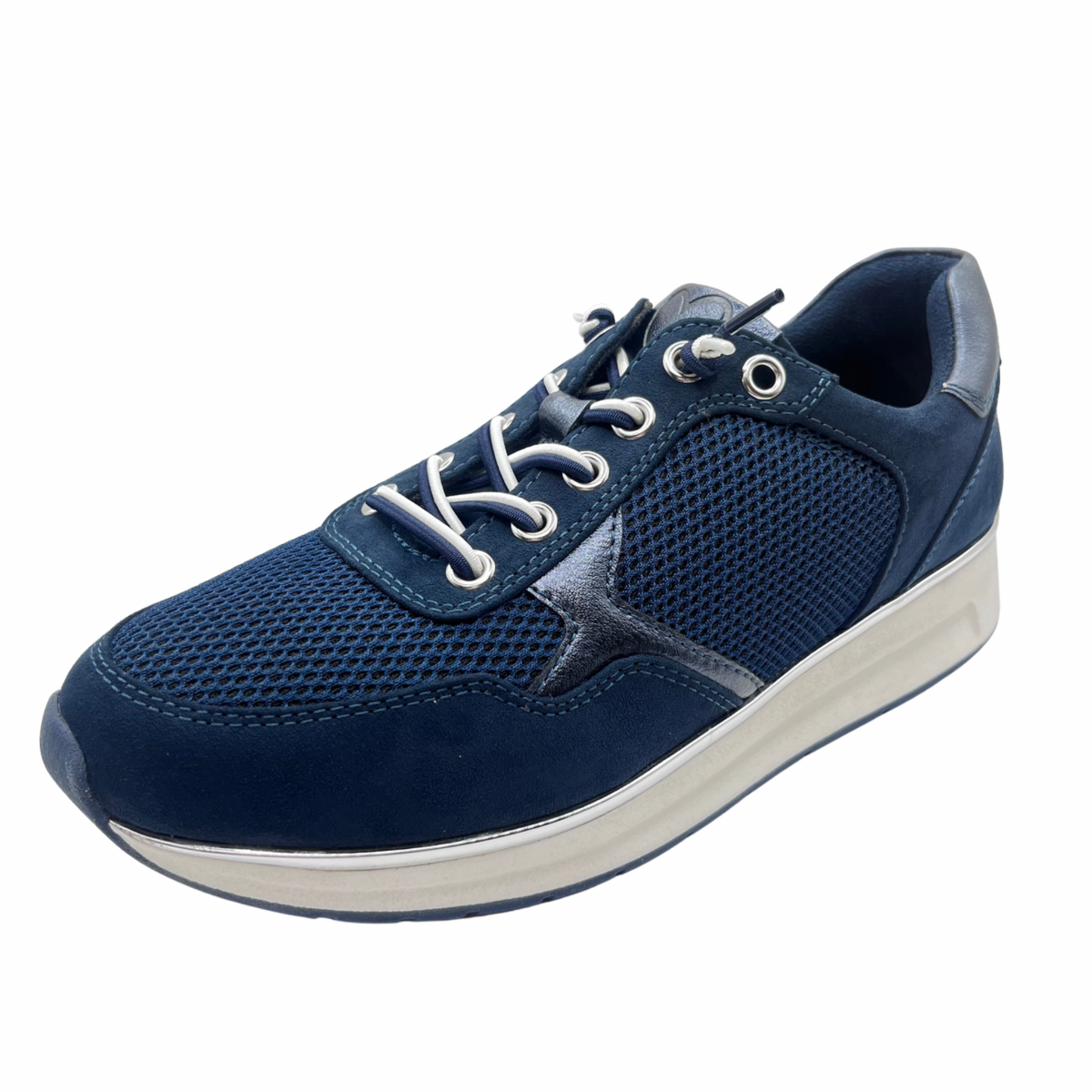 Marco Tozzi Navy Mesh Design Trainer With Gold