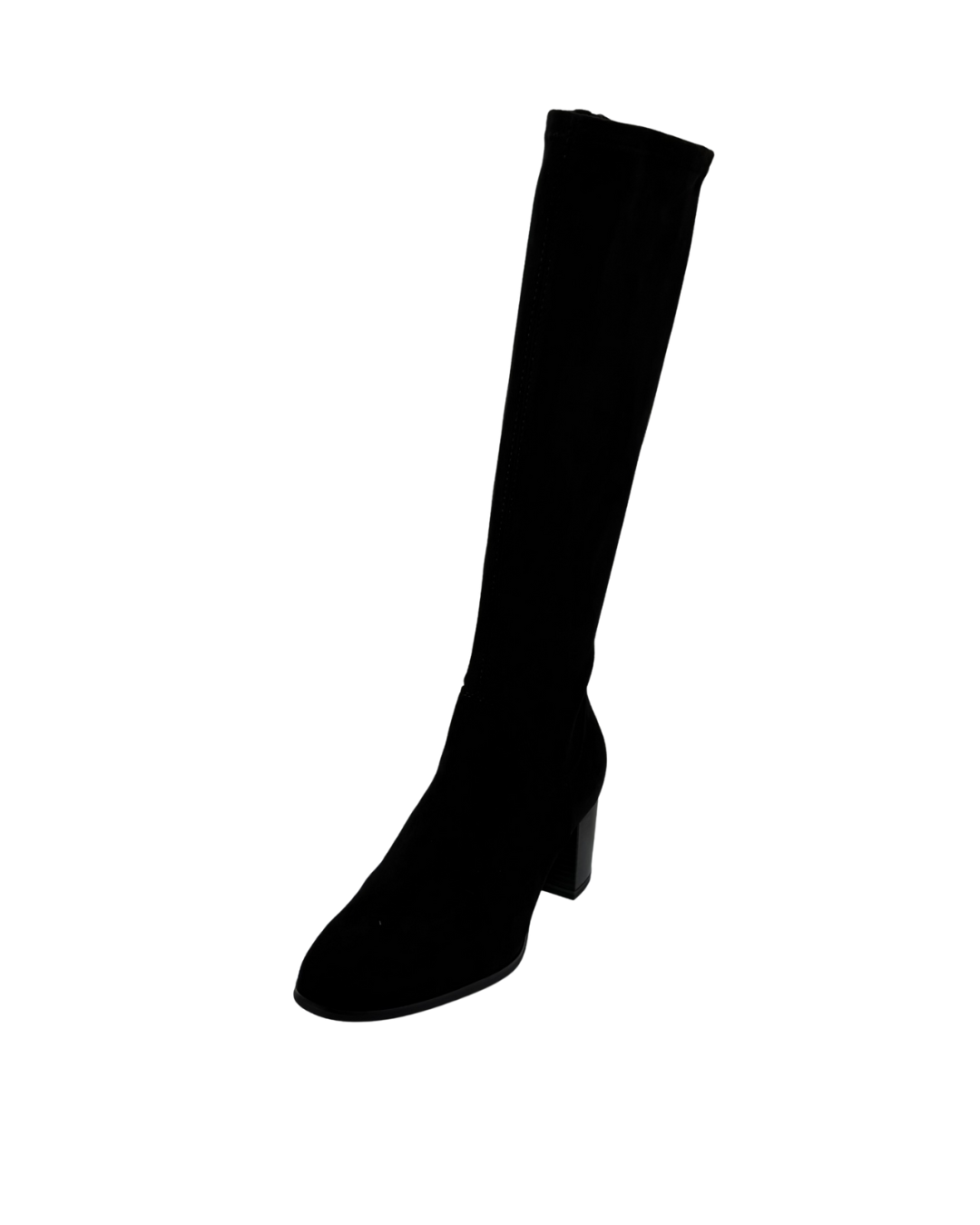 Caprice Black Suede Long Boot with Block Heel