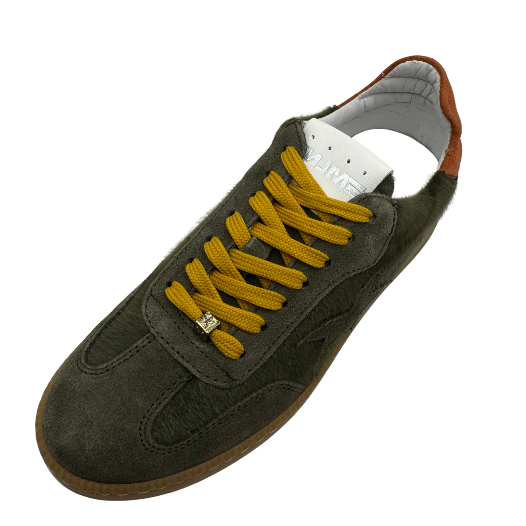 Meline Green Trainers with Mustard Detail