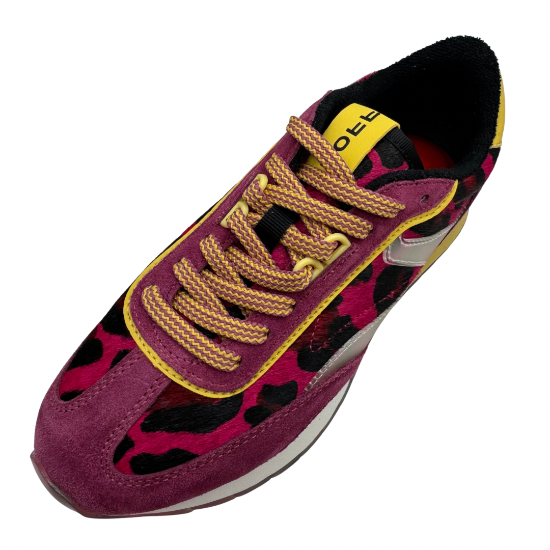 Hoff Pink Leopard Print Trainers with Yellow Detail