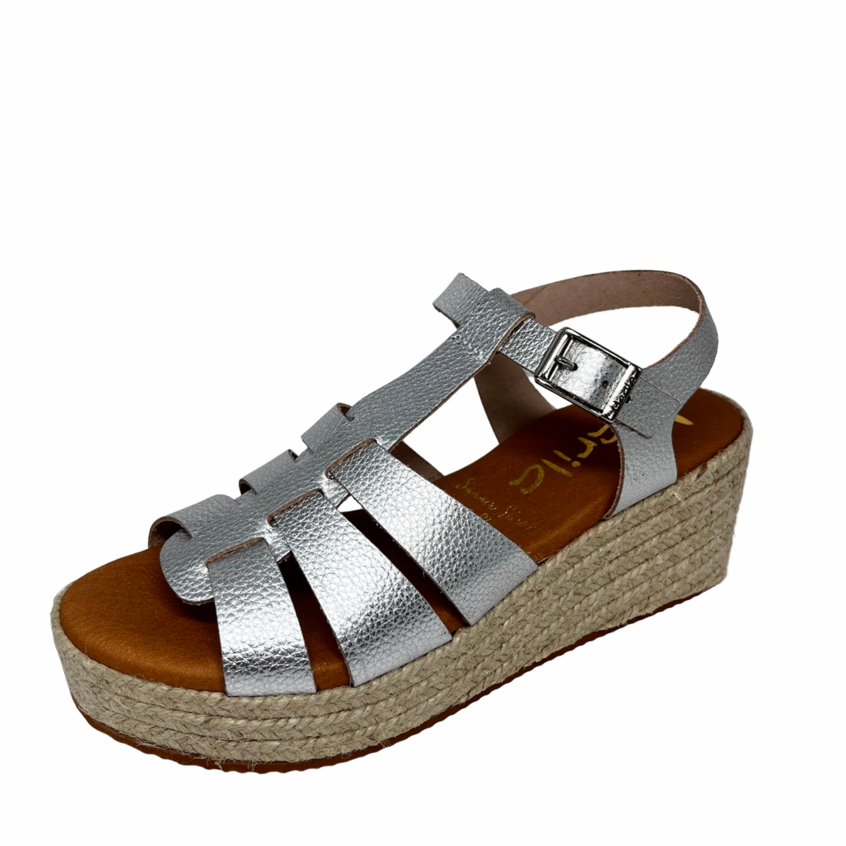 Marila Silver Leather Wedge Sandal