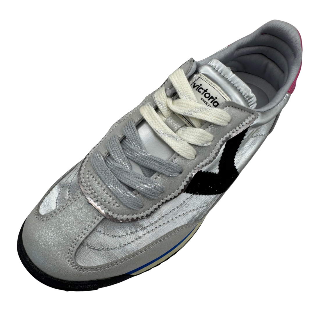 Victoria Silver, Black &amp; Pink Trainers