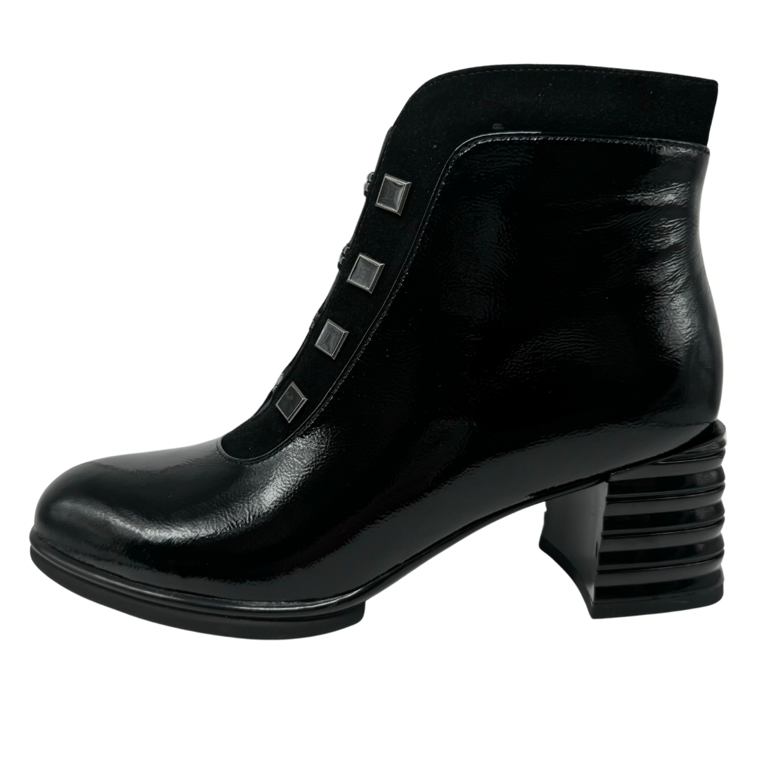 Loretta Vitale Black Patent Heeled Boots