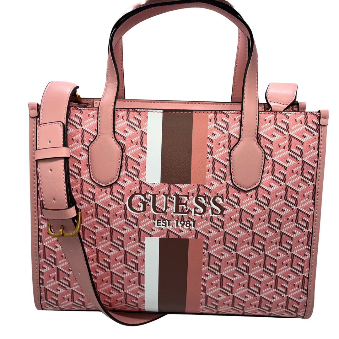 Guess Pink G Patterned Handbag with Shoulder Strap