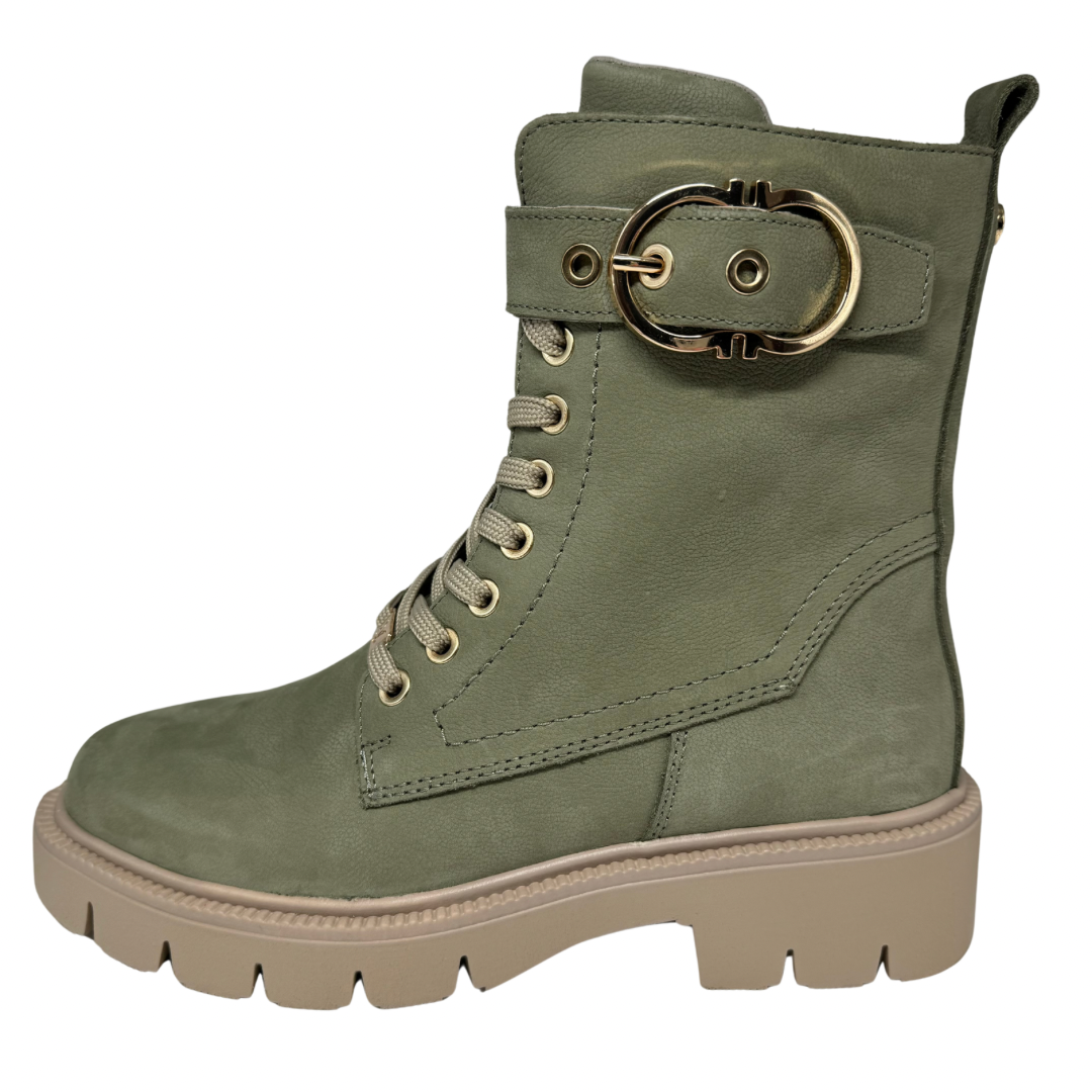 Caprice Khaki Leather Boots