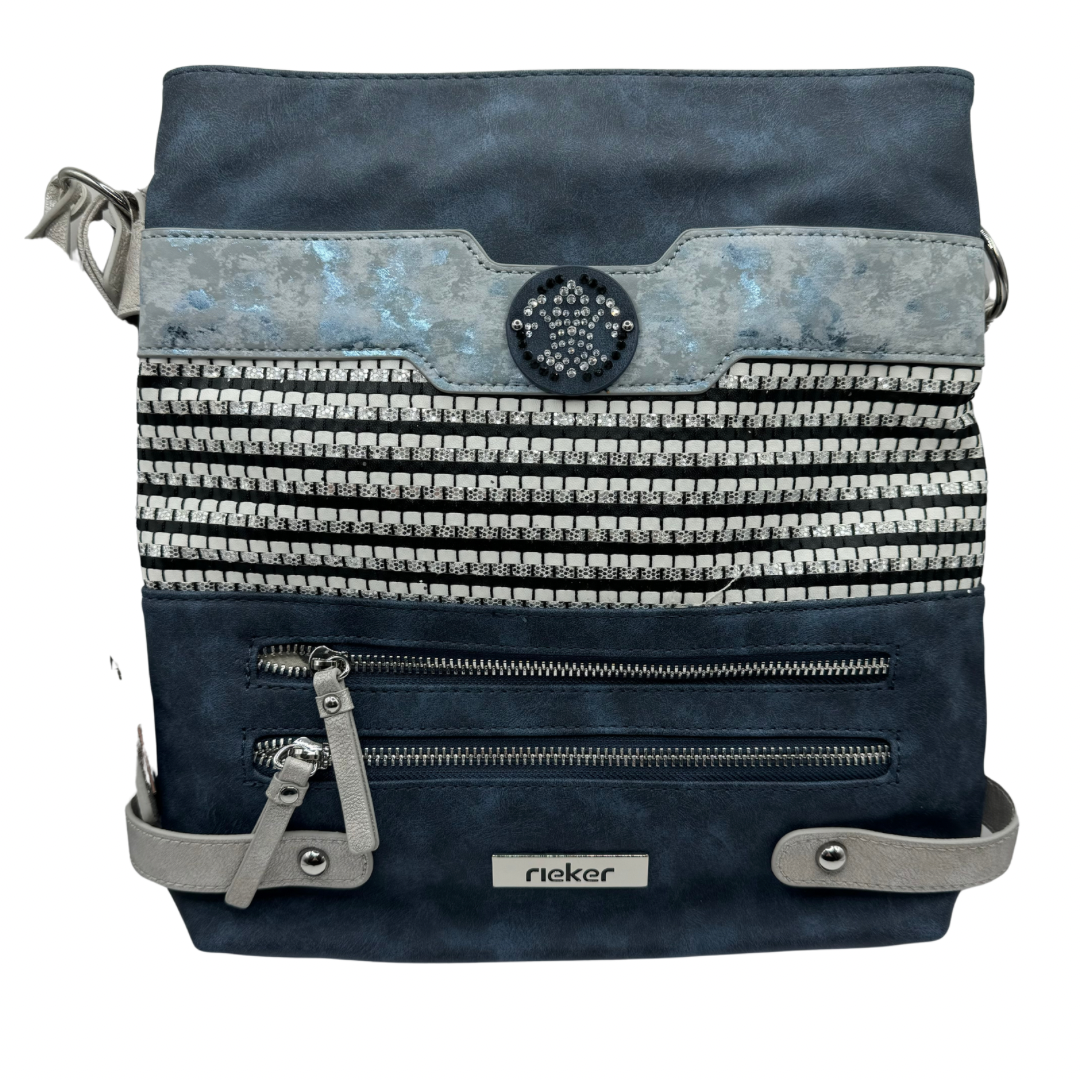 Rieker Navy Crossbody Bag with Two Front Zips
