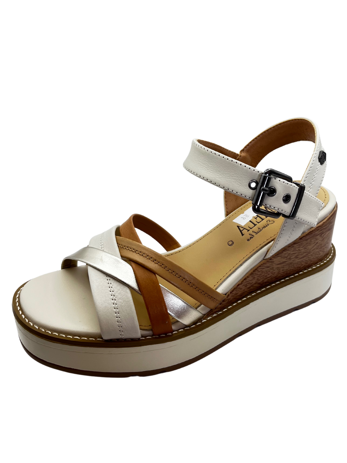 Carmela Cream &amp; Tan Wedge Sandal