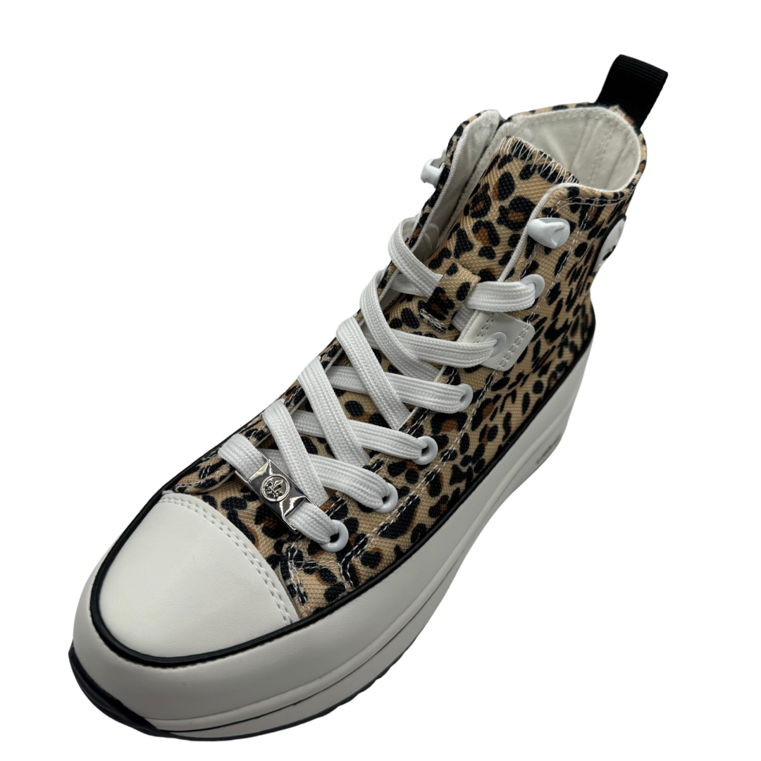 Rieker Leopard Print Platform High Top Trainers